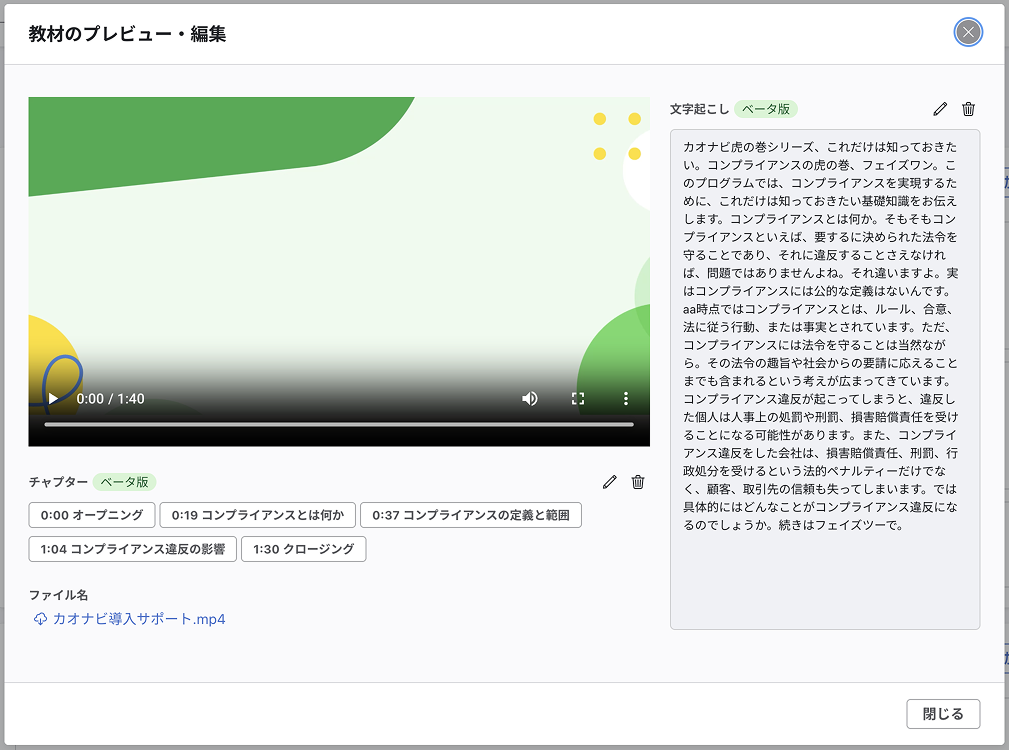 プレビュー・編集モーダル