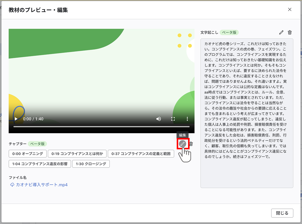 チャプター編集ボタン