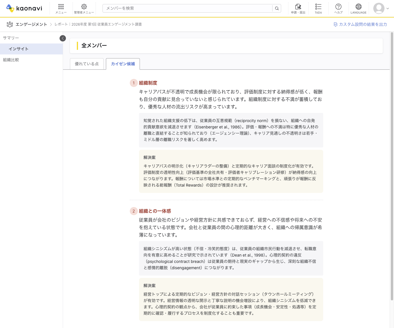 カイゼン候補の表示画面